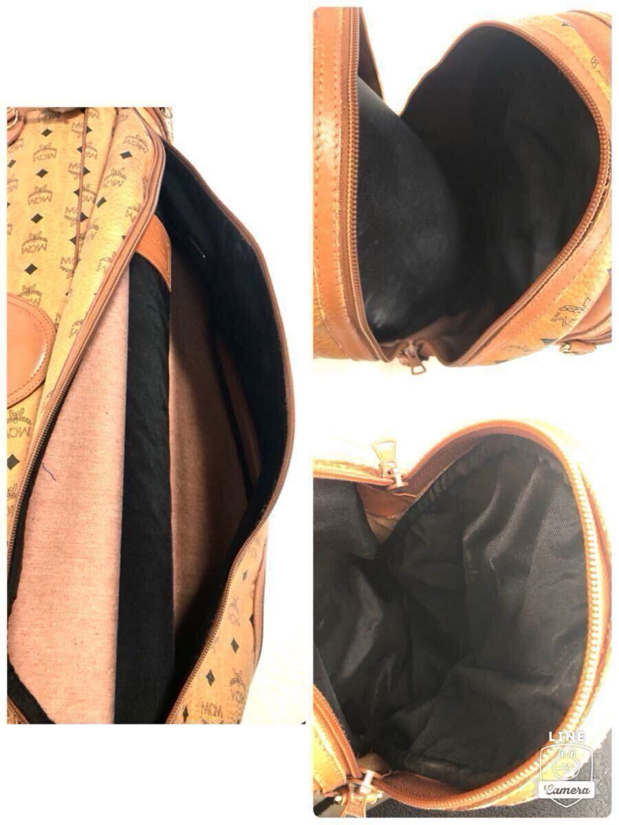 MCM エムシーエム　キャディバッグ　ゴルフバッグ　ヴィセトス総柄　ブラウン系　ゴールド金具