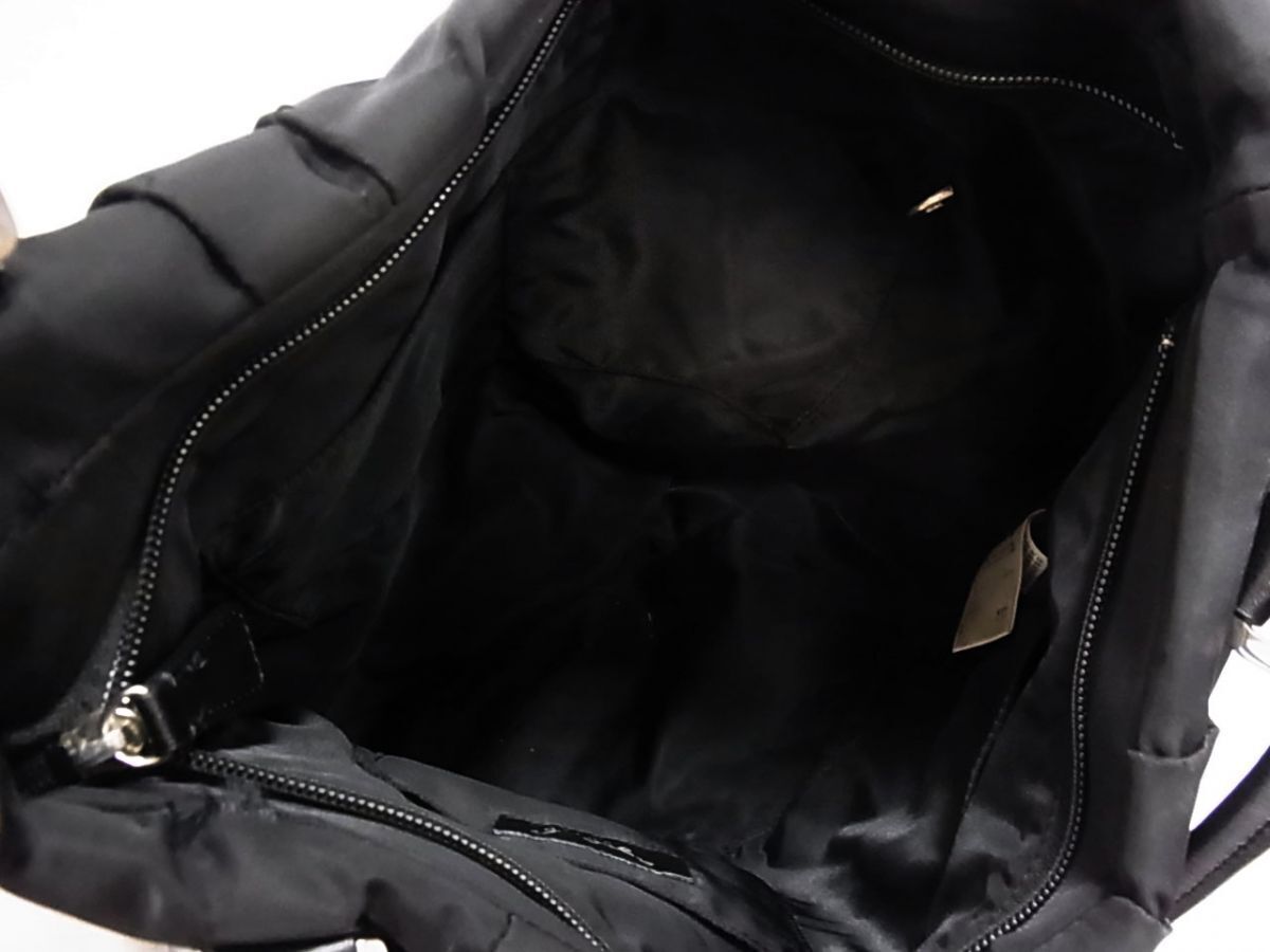 $ 美品 $ 大人気！■ agnes b. ■ アニエスベー ■ ナイロン製 レザー使い・ 大きめ ショルダー トートバッグ ■ 黒 ブラック ■ 送料無料_画像7