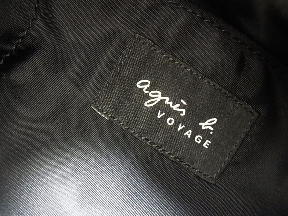 $ 美品 $ 大人気！■ agnes b. ■ アニエスベー ■ ナイロン製 レザー使い・ 大きめ ショルダー トートバッグ ■ 黒 ブラック ■ 送料無料_画像8