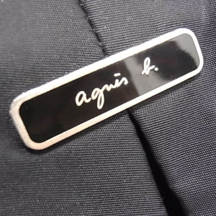 $ 美品 $ 大人気！■ agnes b. ■ アニエスベー ■ ナイロン製 レザー使い・ 大きめ ショルダー トートバッグ ■ 黒 ブラック ■ 送料無料_画像2