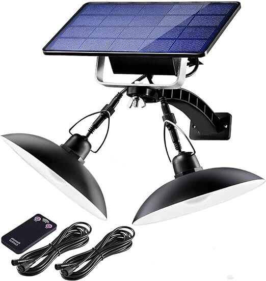 分離型2灯LEDソーラーライト 屋外 LED センサーライト 5500mAh超大電池容量 延長コード3m*4本 自動点灯/消灯 リモコン付 昼白色き