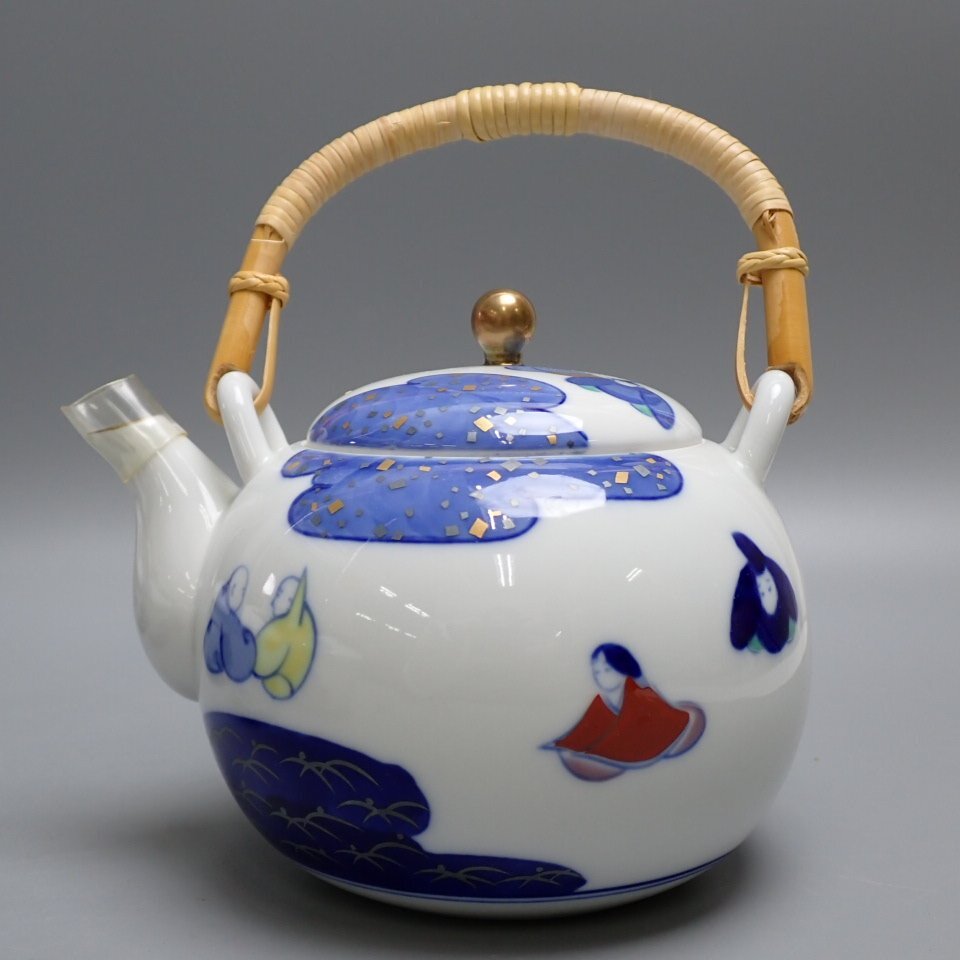 登場! ☆ 染付 急須 蓋付湯呑み5客 煎茶器揃 龍鳳凰唐草文 深川 登場! ☆ 染付 急須 蓋付湯呑み5客 煎茶器揃 龍鳳凰唐草文 深川