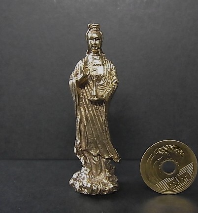 高さ　6.4㎝　仏像　観音　薄金色　未使用　合金製