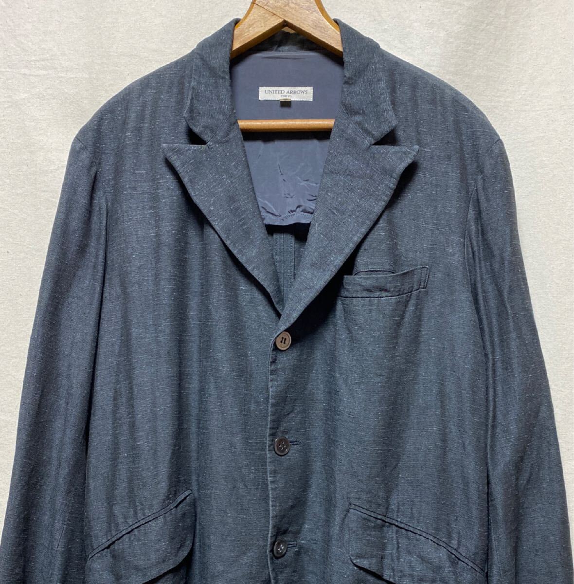 ユナイテッドアローズ　シルクリネン　テーラードジャケット ブレザー　UNITEDARROWS シルク　リネン　40 ジャケット　3ボタン