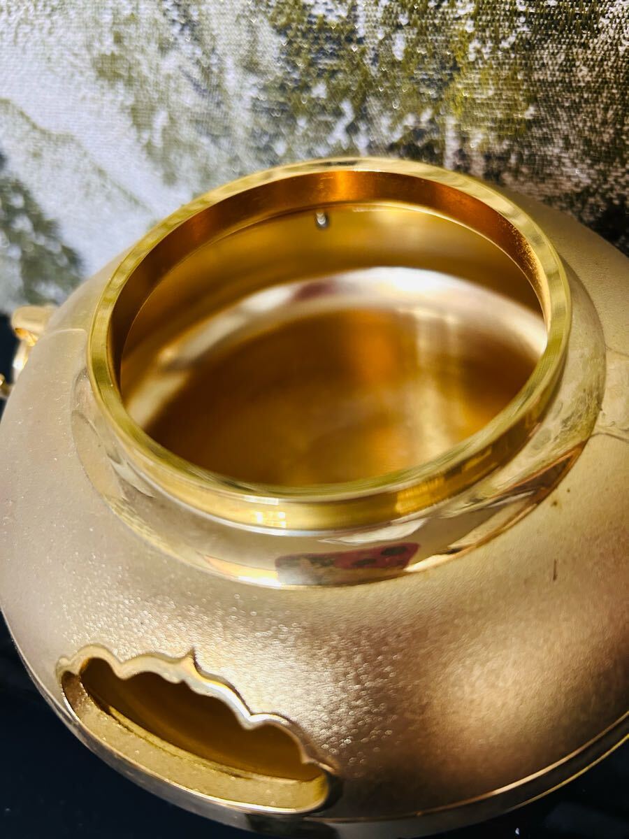 美品】 黄金茶釜 24KGP 天皇陛下即位50年記念 置物 昭和レトロ 美品】 黄金茶釜 24KGP 天皇陛下即位50年記念 置物 昭和レトロ