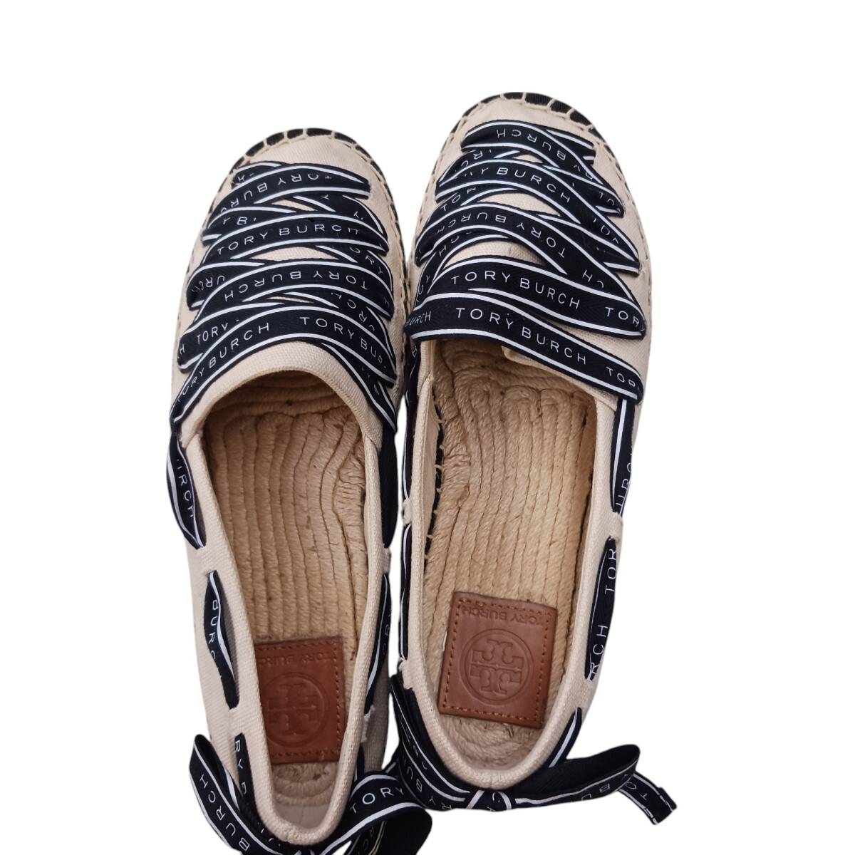 【美品】お値下げ❗️トリーバーチ ナチュラル メッシュ エスパドリーユ 美品 トリーバーチ リボン エスパドリーユ