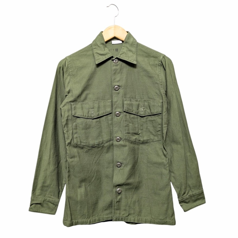 60s US ARMY コットン ユーティリティシャツ ミリタリーシャツ 100-67-C-0065 オリーブグリーン ヴィンテージ 古著