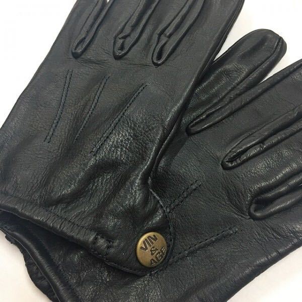 Vin＆Age ヴィンアンドエイジ レザーグローブ ショート スタッズ無(wú)し VG20 SHORTY BLACK /M 舊車(chē) オールドスクール 70's 60' 卍 春夏秋用