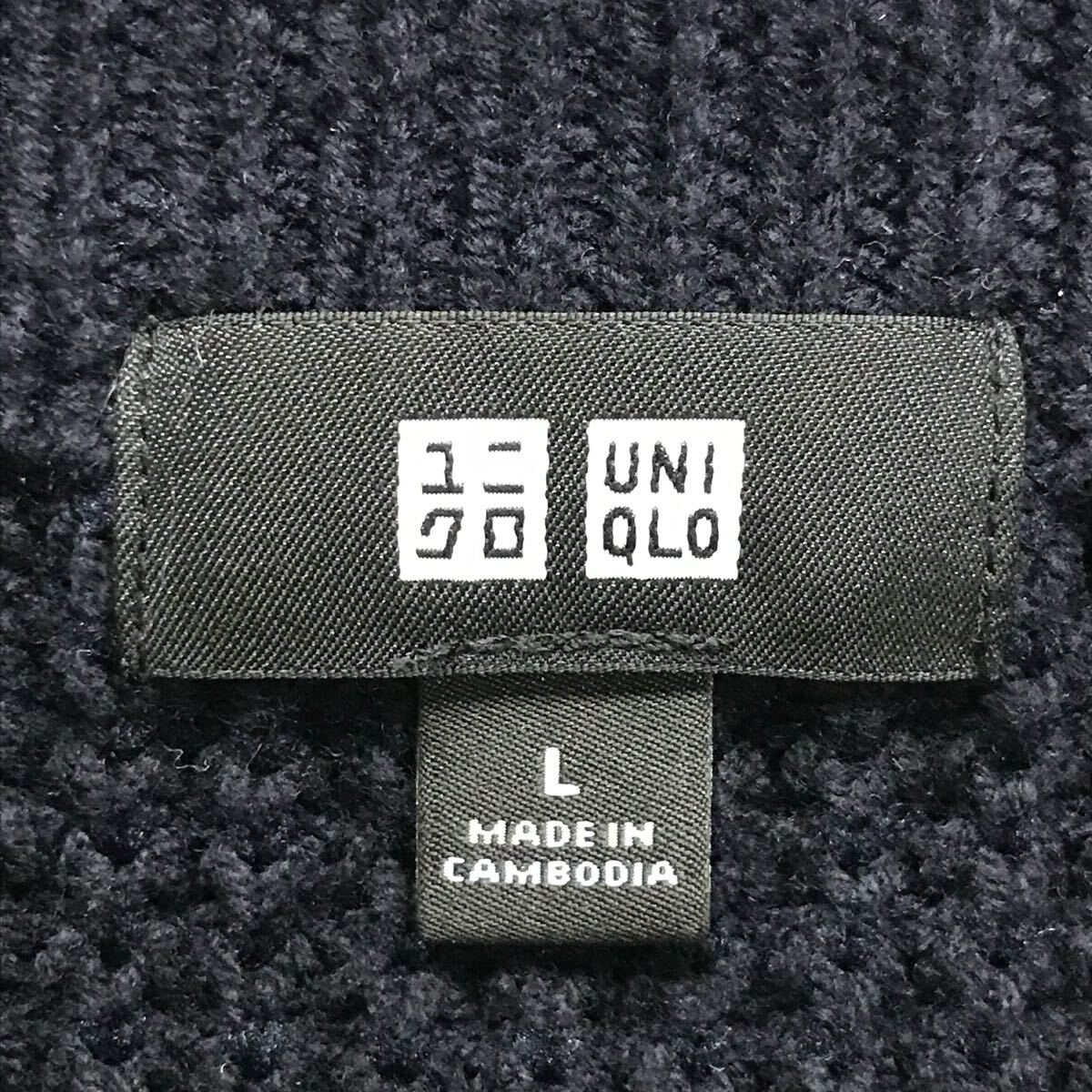 柔らかな肌触り◎【UNIQLO】ユニクロ ミドルゲージワッフルクルーネックセーター トップス ニット 春コーデ きれいめ ネイビー L /Y26720ii_画像7