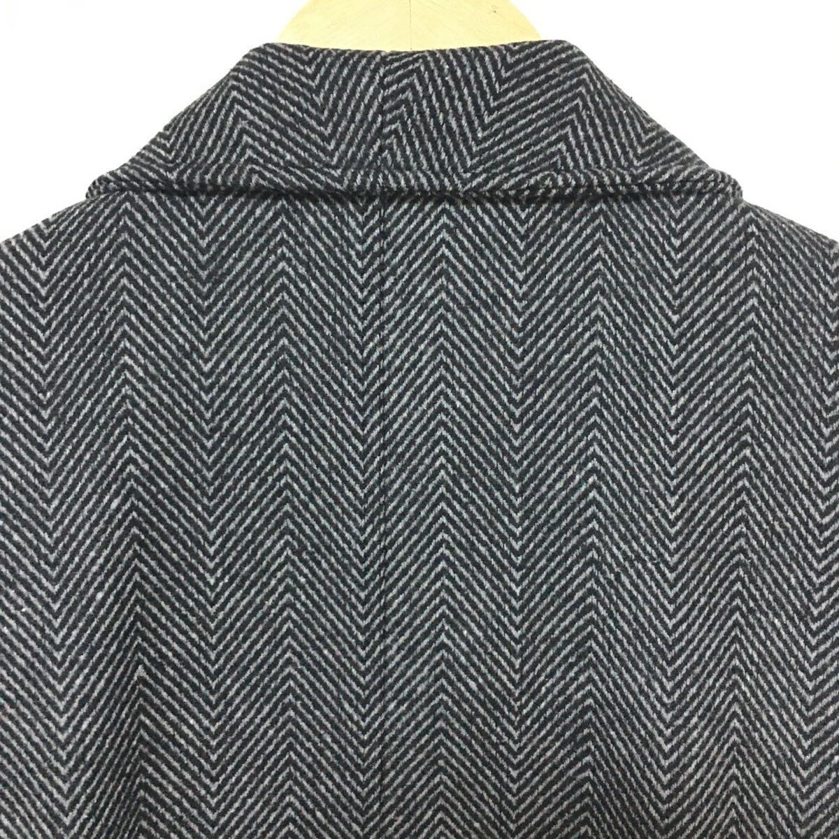 上品な印象に◎【Beno】ビーノ コート アウター ヘリンボーン柄 オフィス カジュアル キレイめ ブラック グレー メンズ サイズL/Y26688fF_画像5