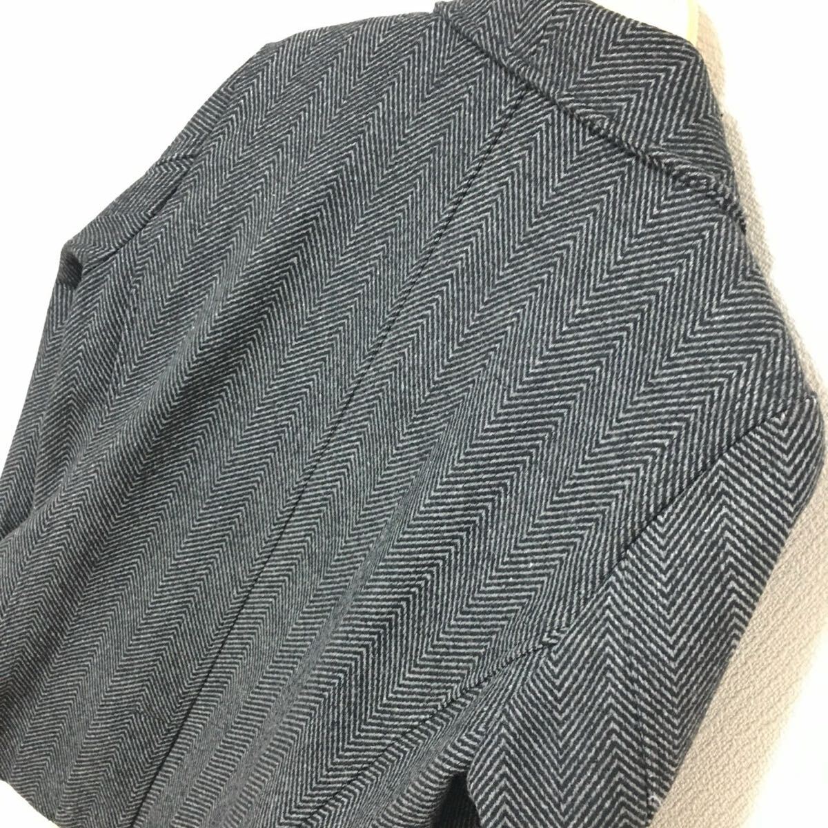 上品な印象に◎【Beno】ビーノ コート アウター ヘリンボーン柄 オフィス カジュアル キレイめ ブラック グレー メンズ サイズL/Y26688fF_画像7