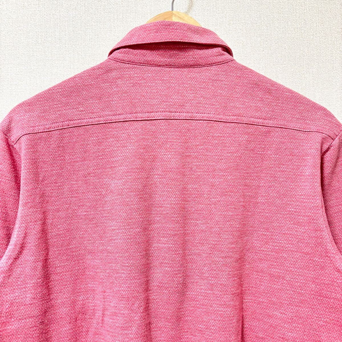 おしゃれピンク◎【TOROY GOLF】トロイ ゴルフ ウェア 長袖 ポロシャツ 幾何学 柄 胸ポケット 春夏 スポーツ メンズ サイズM/Y27372SS_画像5