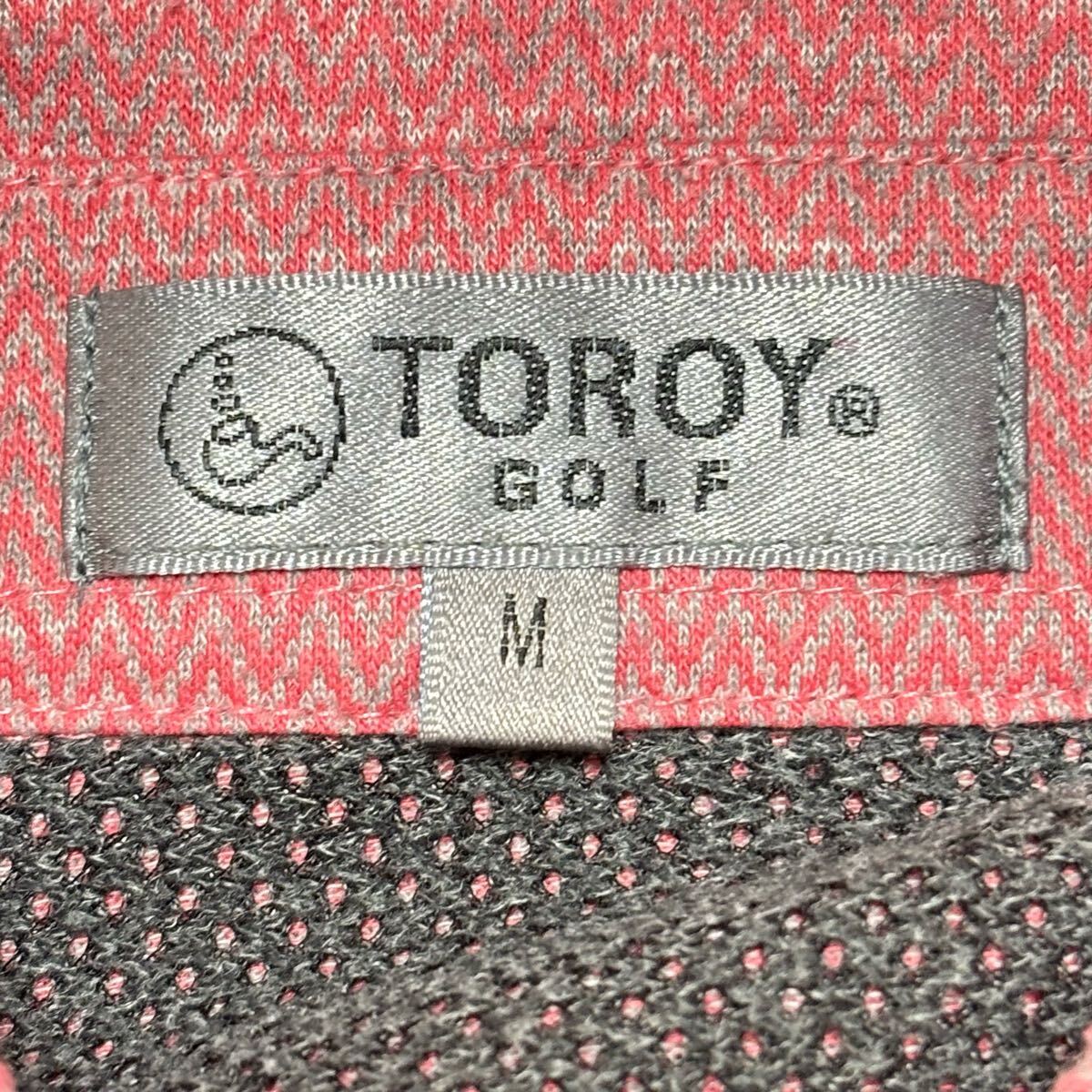 おしゃれピンク◎【TOROY GOLF】トロイ ゴルフ ウェア 長袖 ポロシャツ 幾何学 柄 胸ポケット 春夏 スポーツ メンズ サイズM/Y27372SS_画像8