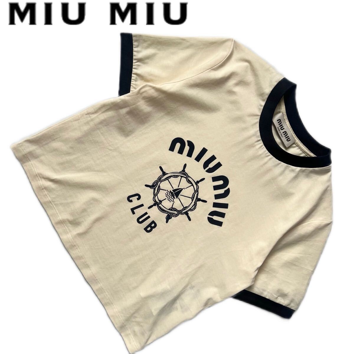 miumiu ミュウミュウ マリン Tシャツ リンガー レディース miumiu ミュウミュウ マリン Tシャツ リンガー レディース