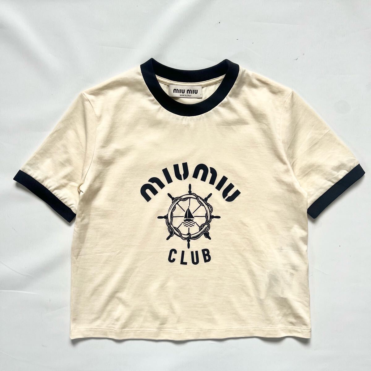 miumiu ミュウミュウ マリン Tシャツ リンガー レディース miumiu ミュウミュウ マリン Tシャツ リンガー レディース