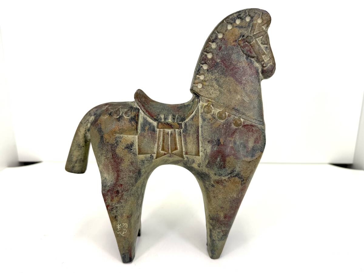 2132 KJ0702−204 三枝惣太郎 鉄製 置物 詩 馬 午 オブジェ 日展