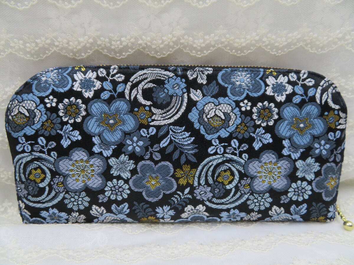 和柄　金襴　 梅絵巻（紺）　ラウンド長財布　ハンドメイド_画像3