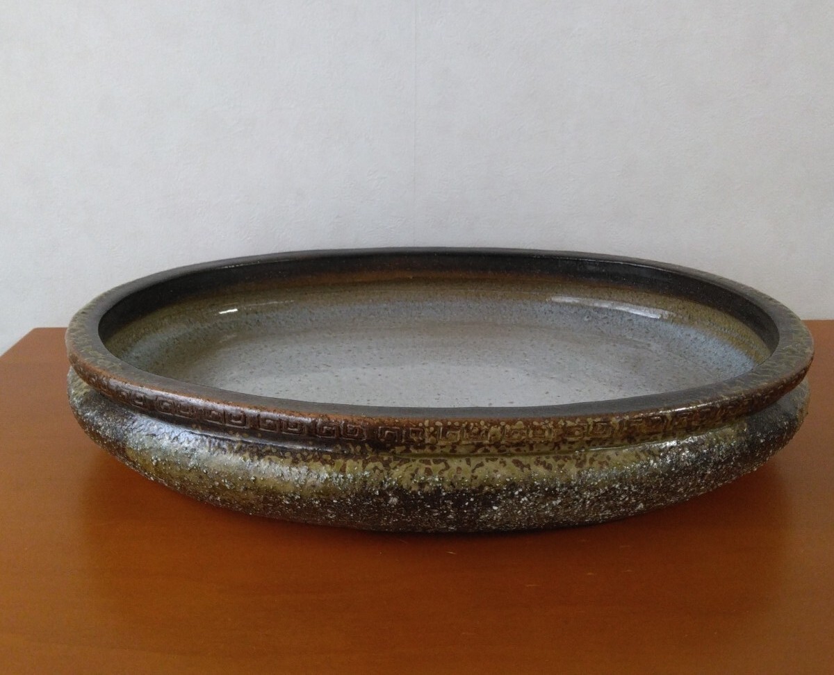 花器】生け花用花器/大型花器/水盤/脚付花器/楕円形花器 花器】生け花用花器/大型花器/水盤/脚付花器/楕円形花器