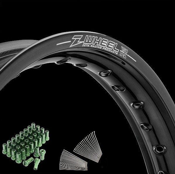 IVページ Z-Wheel W25-211814 リムセット リア ブラックリム/グリーン
