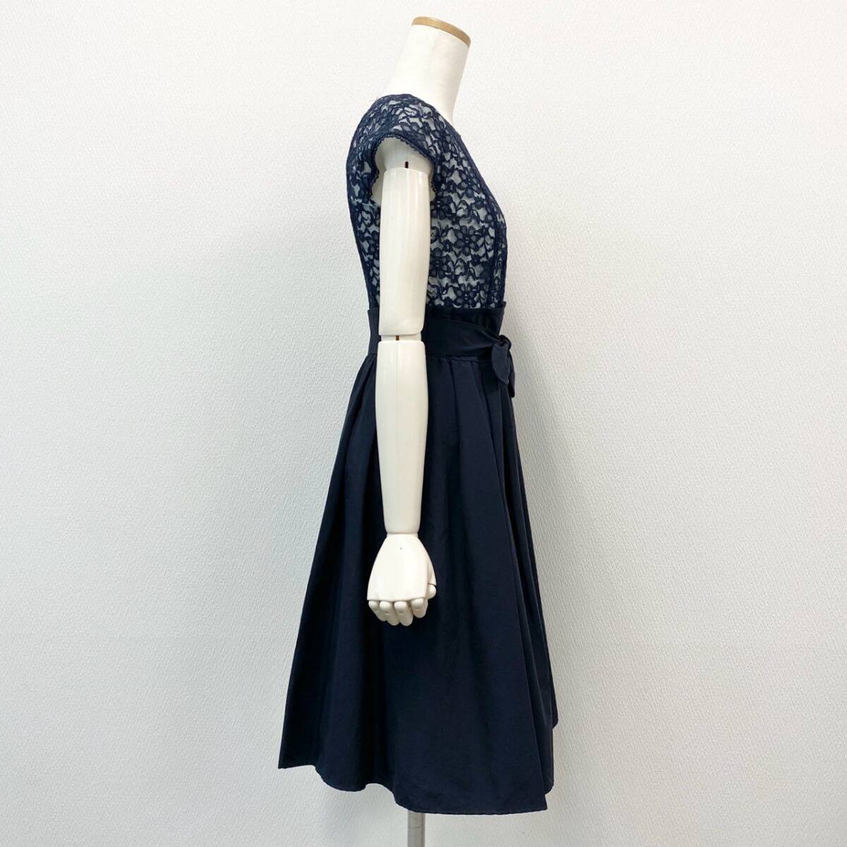 74c14 【新品保管品】 TOCCA トッカ 半袖ワンピース レース 花柄ワンピース オケージョンワンピース フレンチスリーブ 6646806 0 ネイビー
