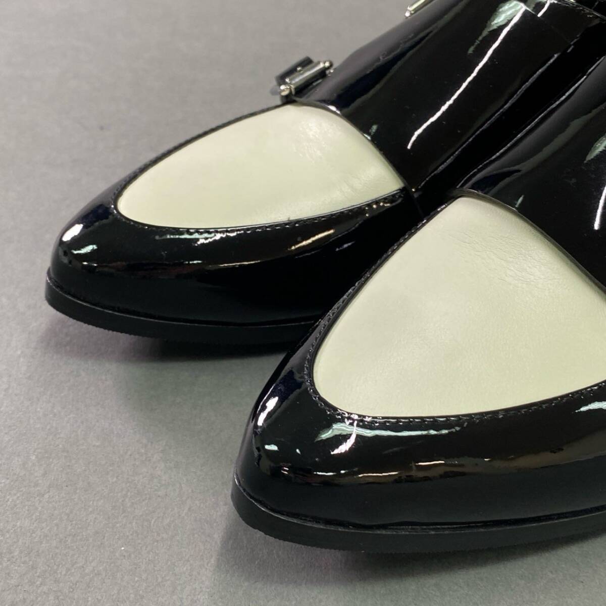 3c18 Италия производства JIMMY CHOO Jimmy Choo двойной monk туфли с ремешками pa палатка кожа bai цвет 35 черный белый 