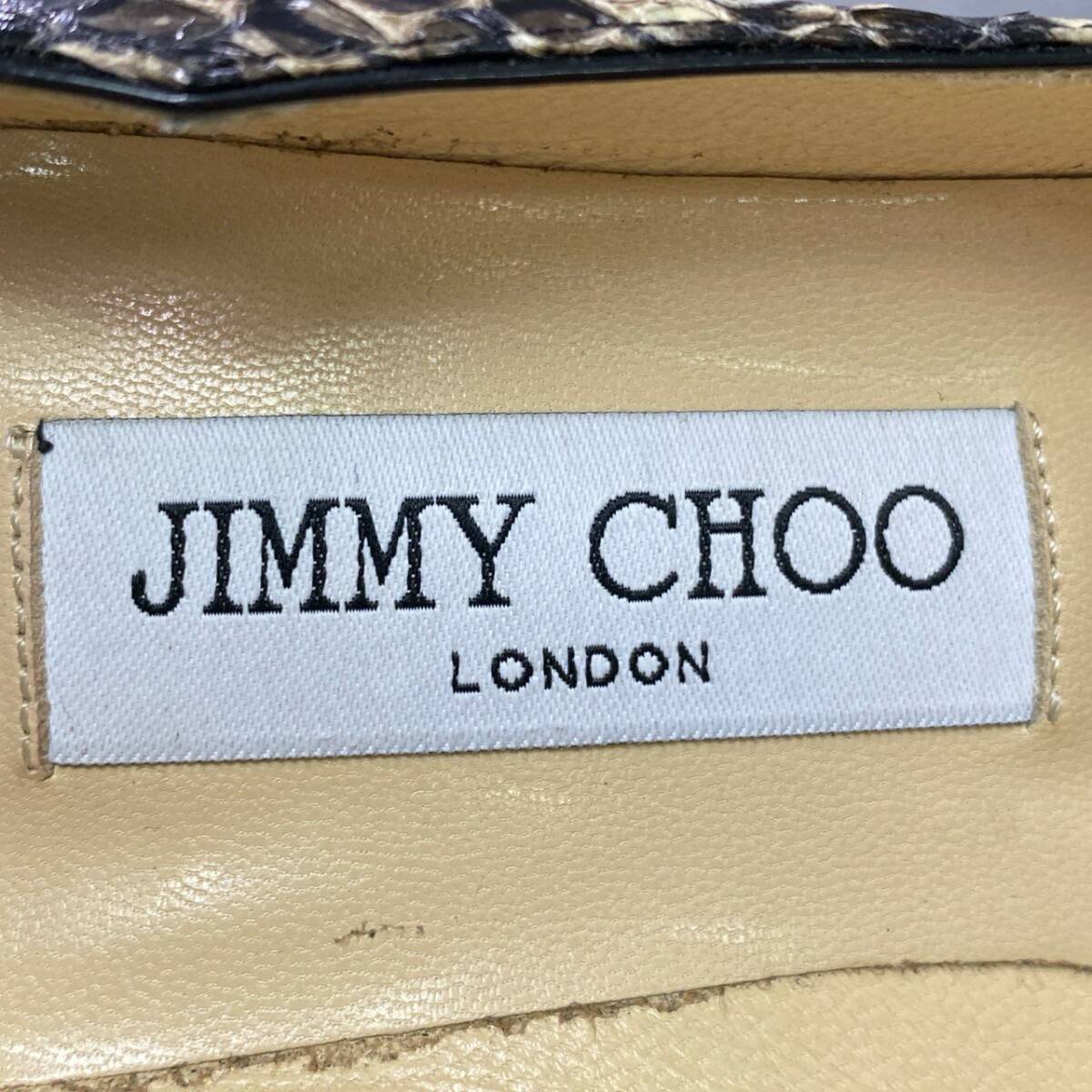 3c18 Италия производства JIMMY CHOO Jimmy Choo питон type вдавлено . каблук туфли-лодочки булавка каблук обувь 35 серый оттенок бежевого кожа 
