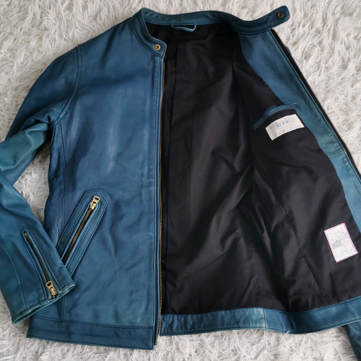 希少L【希少ブルー系】 BEAMS ビームス シングル ライダース 希少L【希少ブルー系】 BEAMS ビームス シングル ライダース