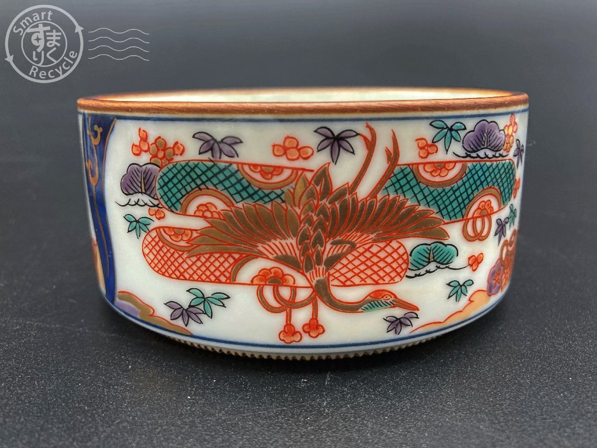 BC0707651 # 魅染 龍峰窯 三洋陶器 染錦金彩鶴三段重 お重 皿 BC0707651 # 魅染 龍峰窯 三洋陶器 染錦金彩鶴三段重 お重 皿
