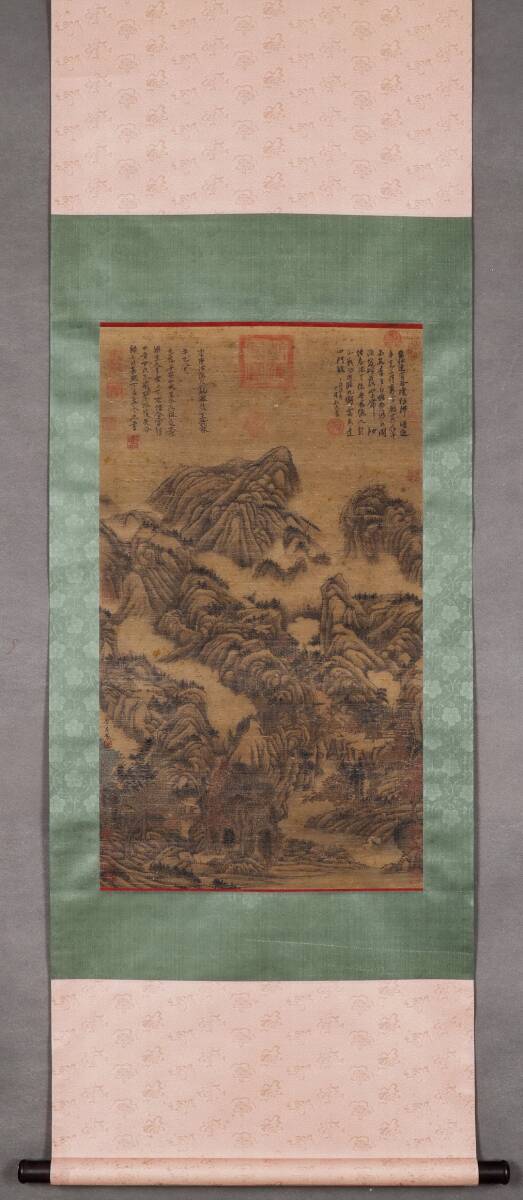 中国書画 掛け軸 中国・宋時代 李唐書「秋峰雲隠図立軸」絹本 中国書画 掛け軸 中国・宋時代 李唐書「秋峰雲隠図立軸」絹本