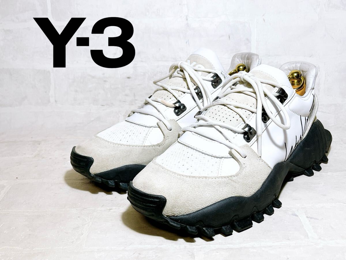 Y-3 靴 シューズ スニーカー ワイスリー レザー ホワイト 美品】Y-3 ワイスリー 上質 レザースニーカー ホワイト ヨウジ