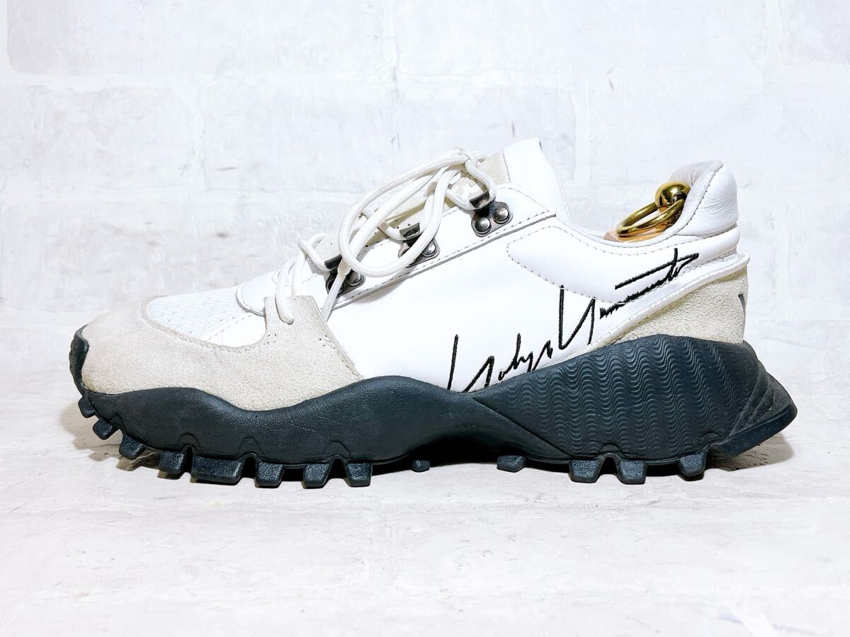 大人気!Y-3 ワイスリー adidas レース レザー ロゴ スニーカー 美品】Y-3 ワイスリー 上質 レザースニーカー ホワイト ヨウジ