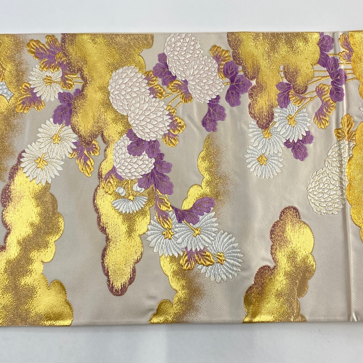 袋帯 美品 逸品 じゅらく 落款 じゅらく帝王紫 あけぼの繭 菊 雲 袋帯 美品 逸品 じゅらく 落款 じゅらく帝王紫 あけぼの繭 菊 雲