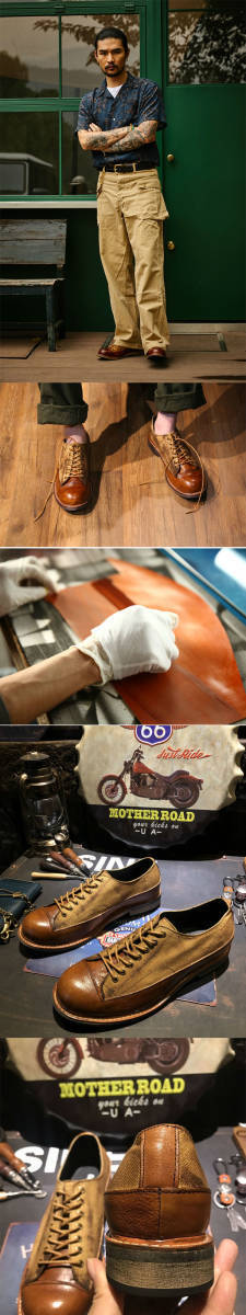 ★アメリカン ヴィンテージ ローカット レザーブーツ スニーカー感覚で履ける逸品！23.5cm?27.5cm ライダース USED加工★sh199