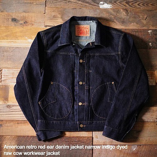 * первоклассный переиздание american красный year индиго Denim жакет новый товар размер S~2XL retro Vintage 1st модель улучшение American Casual *MZO494