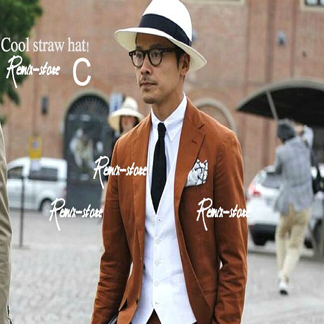 ★COOL!サイズL イタリアン メンズ ツバ広 高級 中折れ ストローハット B 58cm 59cm 麦わら帽子 紫外線防止 麻 メンズ レディース★270_画像5