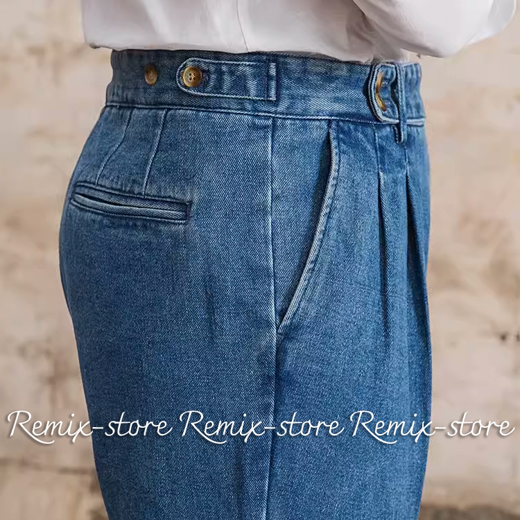 ★NEW！ナポリ的 ドレープ ブリーチ ウォッシュ ストレート デニムパンツ レトロ ９分丈 サイズ29?36 メンズ ダメージ 大きいサイズ★464