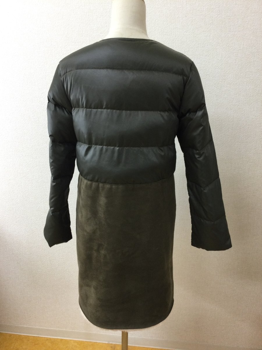 l'armoire de luxe ラーモワールドゥリュクス 異素材組み合わせコート ダウン70%とフェイクムートン カーキ