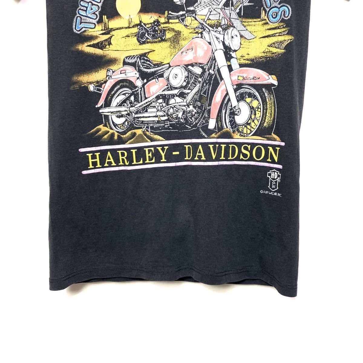 ■ ビンテージ 80's 90's ハーレーダビットソン バイク プリント Tシャツ 黒 HARLEY-DAVIDSON THE LEGEND CONTINUES 夜 荒野 月 O.L.P. ■の画像5