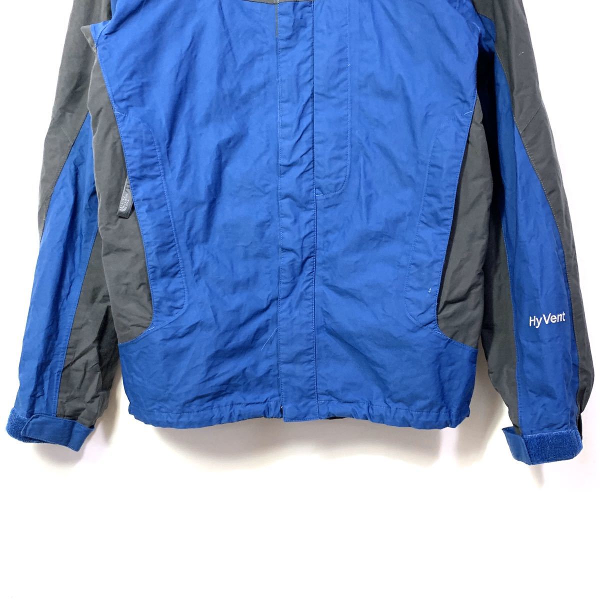 ■THE NORTH FACE ノースフェイス Hyvent ハイベント 切り替えし ナイロンジャケット 古着 アメカジ アウトドア チャコールグレー ブルー■_画像4