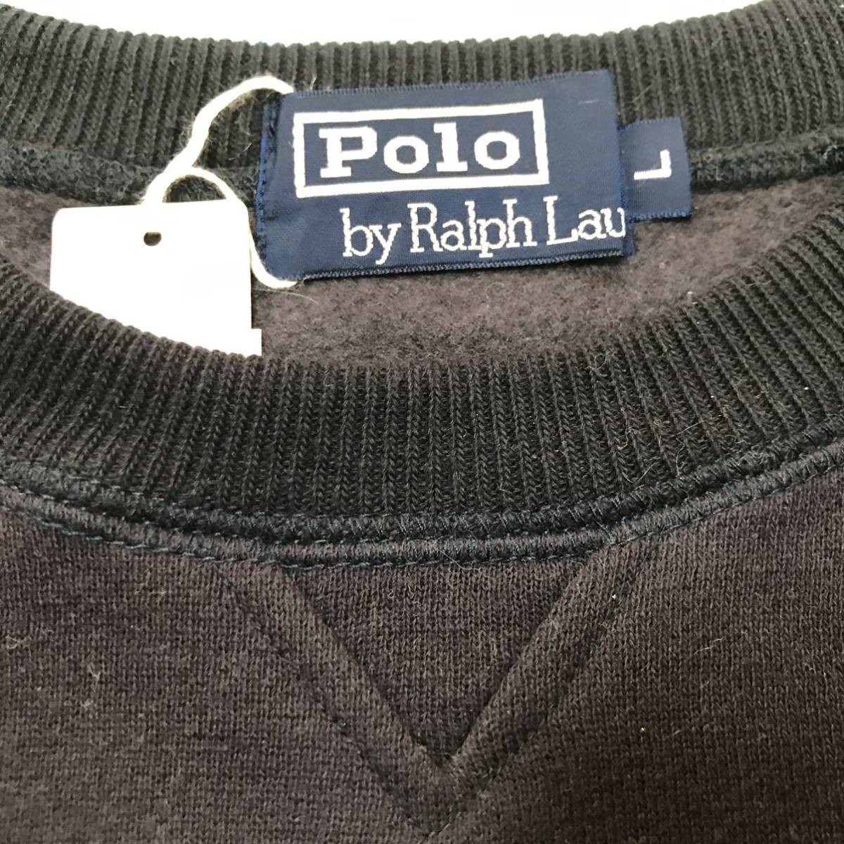 激レア 新品タグ付 80s初期VINTAGE 84年製? 内外編物当時オリジナル 日本製 Polo Ralph Laurenラルフローレン フリース スウェット シャツL_クラシカルな【前Vガゼット】補強付きです