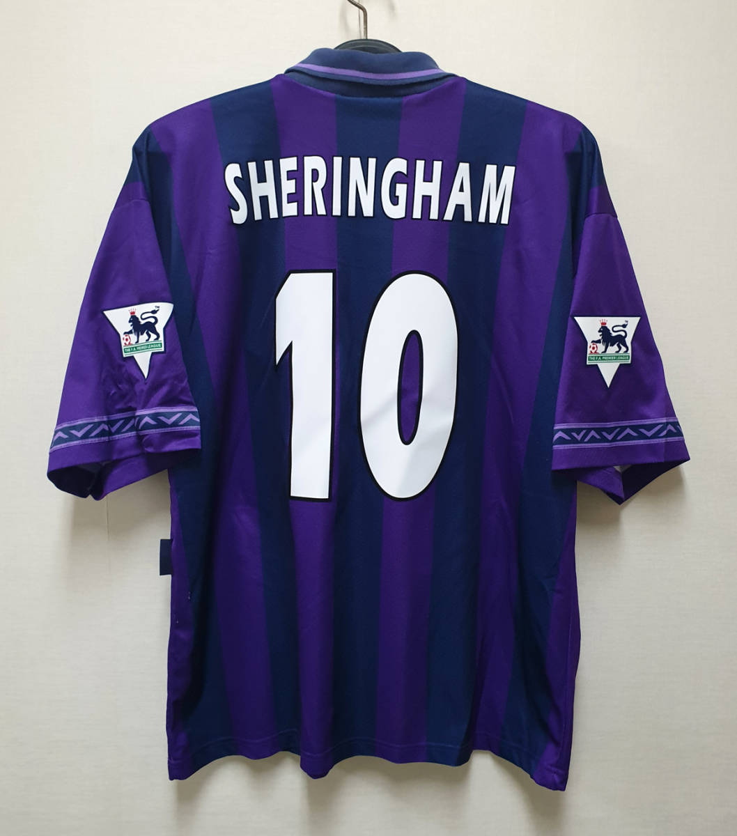 96-97トッテナム Tottenham Hotspur(A)＃10 シェリンガム Sheringham 半袖 プレミアリーグ仕様 L_画像2