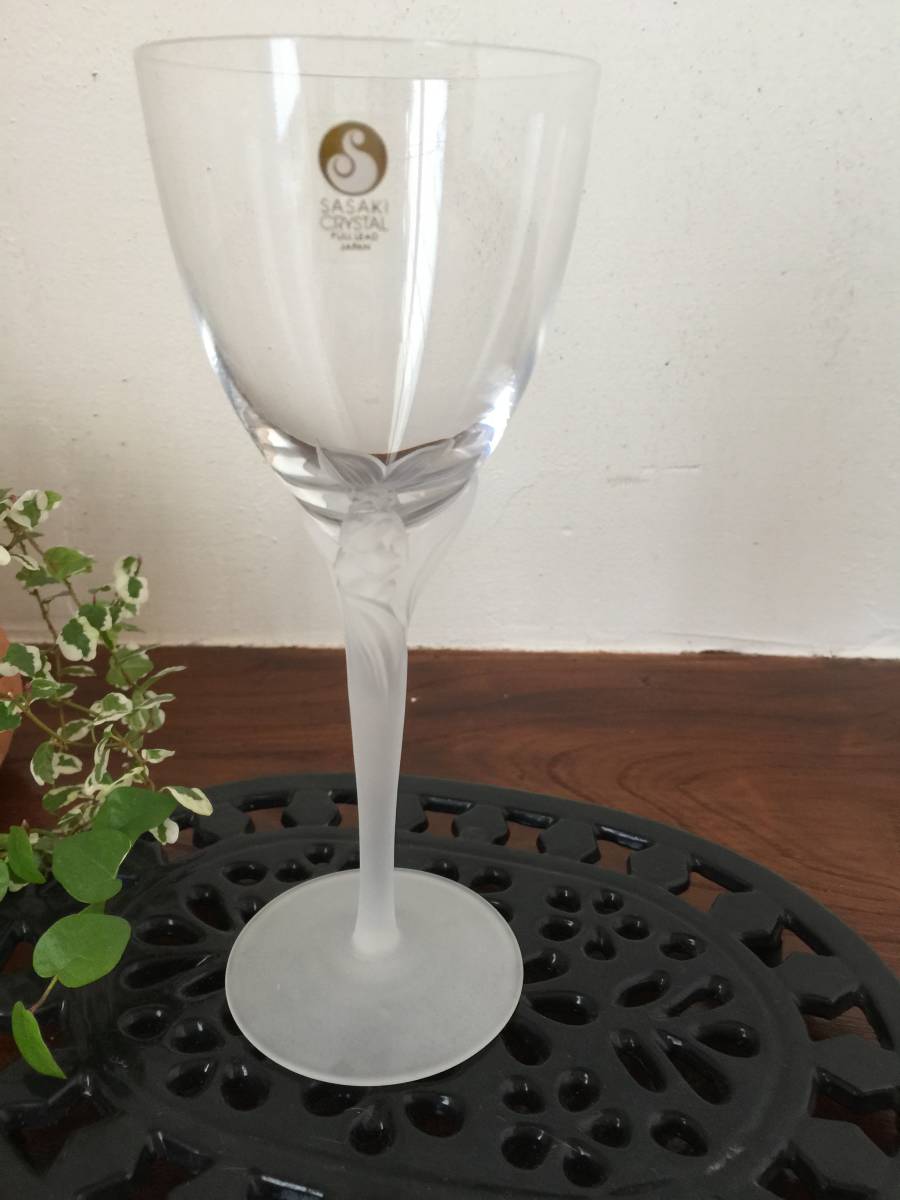 ●アンティーク SASAKI ガラス クリスタル ワイングラス 日本製_画像1