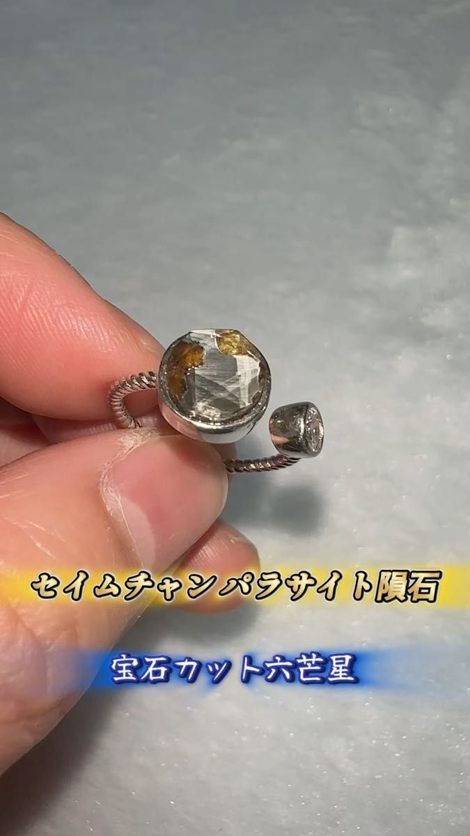 隕石専門店のパラサイト隕石 セイムチャン 宝石カット 六芒星 宇宙モチーフ SV925 リング 指輪