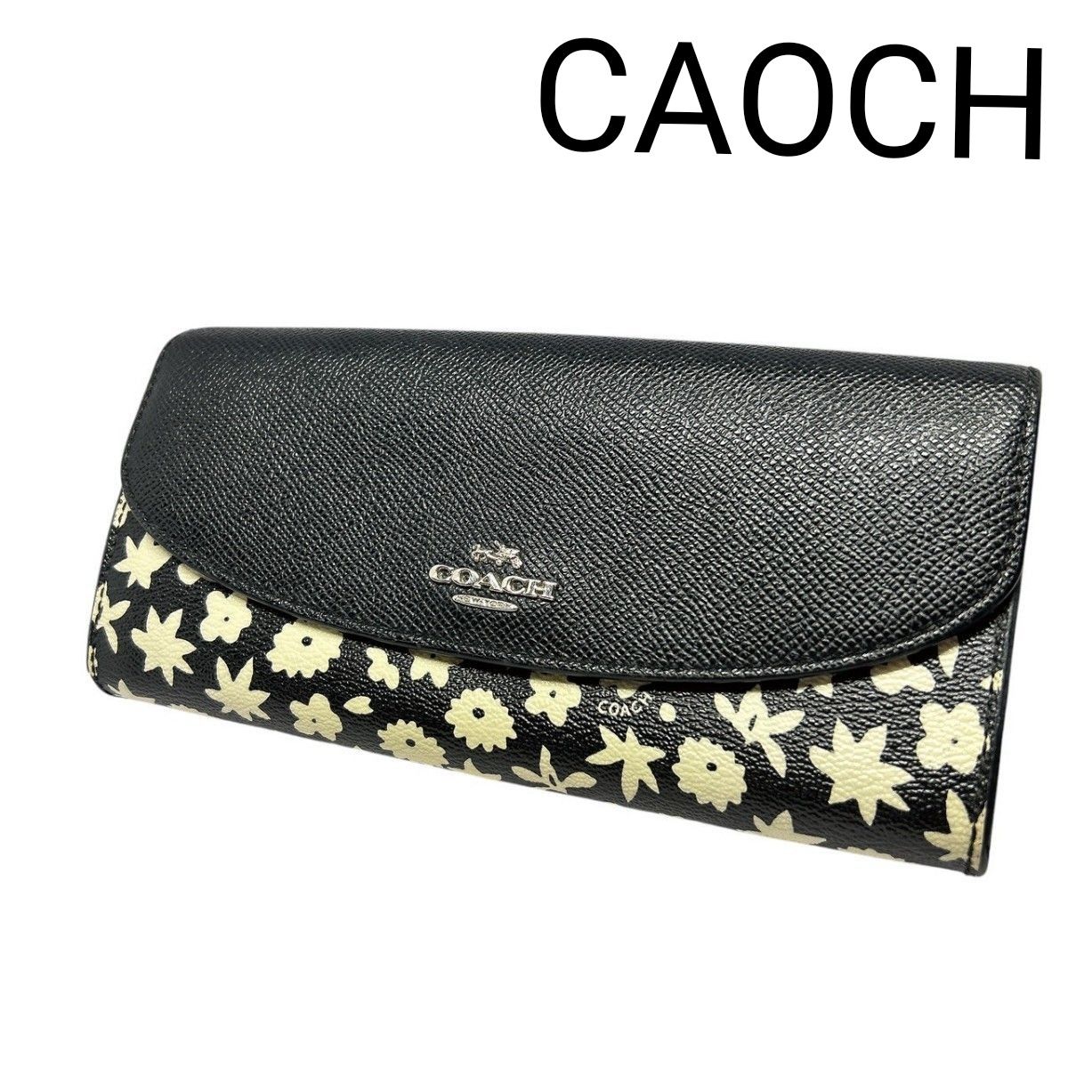 COACH】 コーチ 花柄 馬車柄 長財布 レザー ロングウォレット COACH】 コーチ 花柄 馬車柄 長財布 レザー ロングウォレット