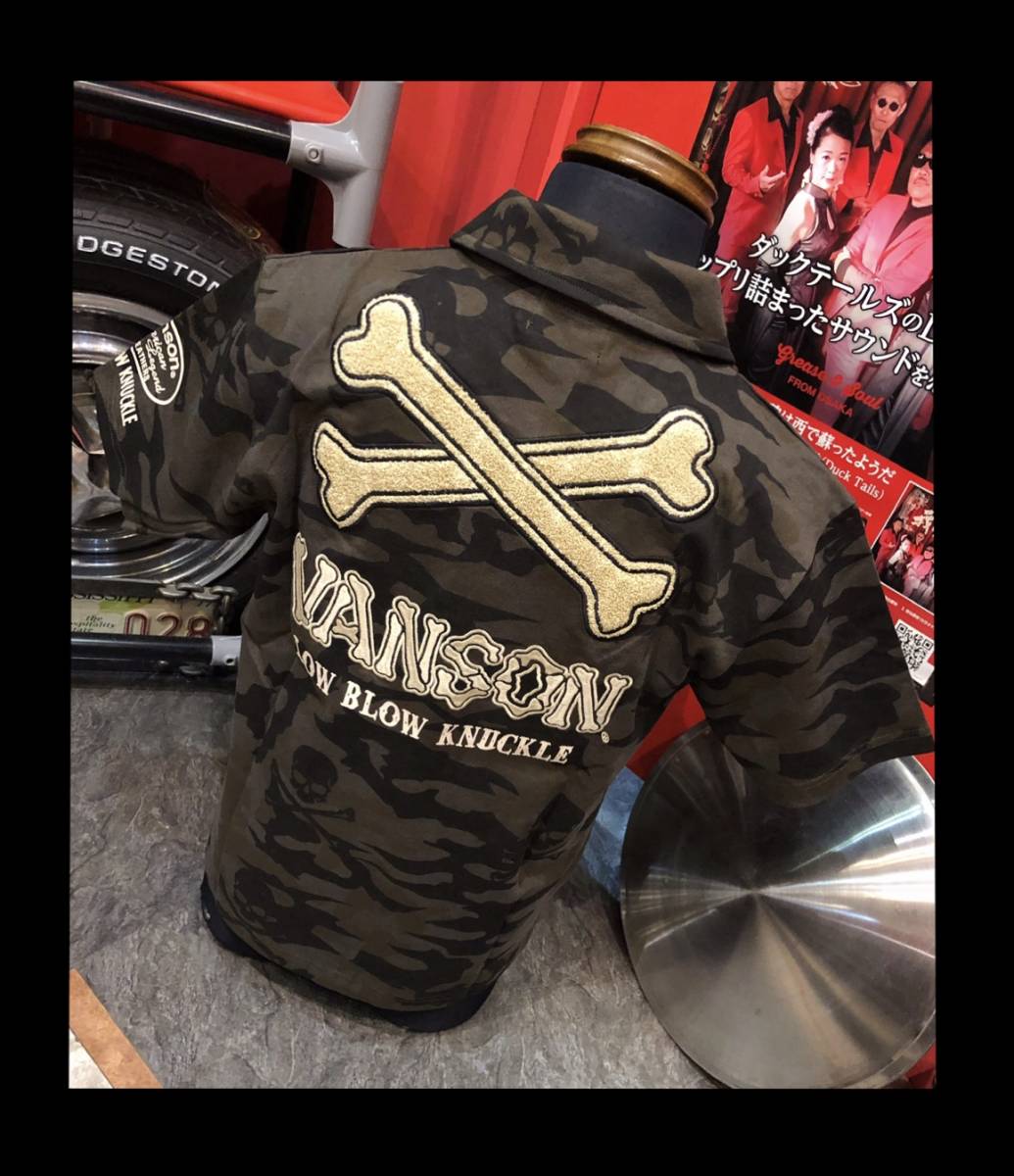 特価 バンソン★新品★588859★ポロシャツ【Mサイズ】カモ★スカルボーン★ロウブロウナックル★アメリカンロングリバー55★アメ村 Mサイズ 特価 バンソン★新品★588859★ポロシャツ【Mサイズ】カモ★スカルボーン★ロウブロウナックル★アメリカンロングリバー55★アメ村 Mサイズ
