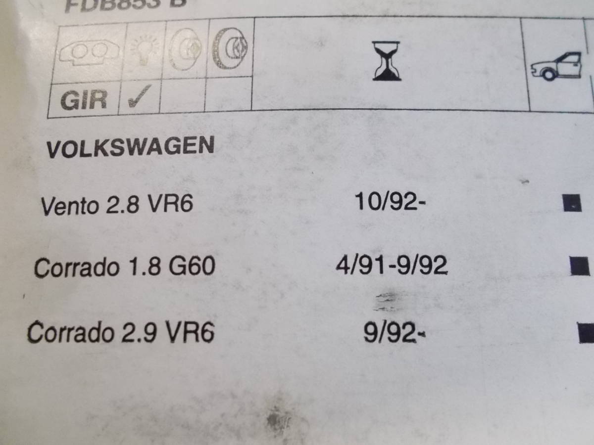  Volkswagen Corrado 2.9 VR6 FERODO [ Vent 2.8 VR6]