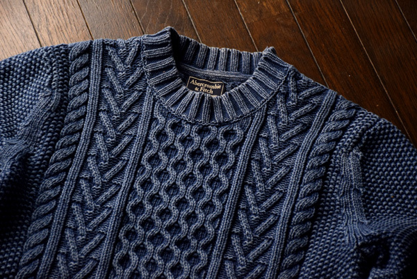  rare goods Aran Crewneck Sweater Abercrombie & Fitch cotton sweater regular goods Abercrombie & Fitch genuine article Mens men's 