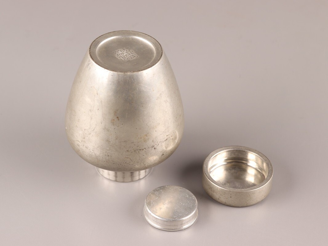 中国古玩 唐物 煎茶道具 古錫造 乾茂號造 款 茶心壷 茶入 時代物 中国古玩 唐物 煎茶道具 古錫造 乾茂號造 款 茶心壷 茶入 時代物