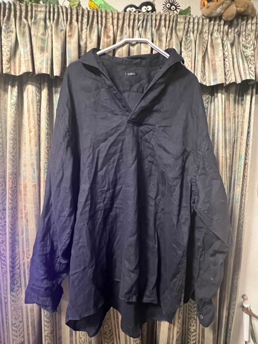 COMOLI (コモリ) リネンツイル スキッパーシャツ ネイビー COMOLI (コモリ) リネンツイル スキッパーシャツ ネイビー