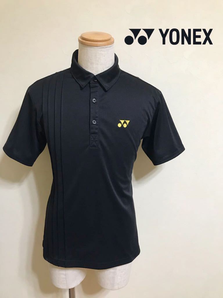 【美品】 YONEX ヨネックス ベリークール ドライポロシャツ ウェアー トップス サイズL 半袖 黒 テニス バドミントン ゴルフ AS1205_画像1